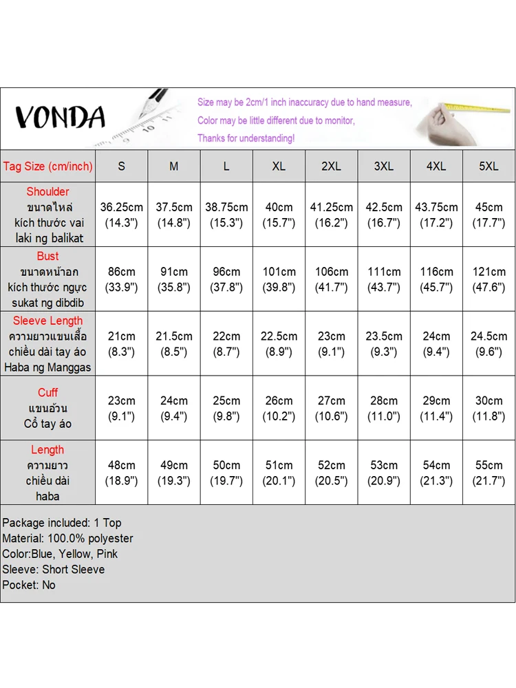 VONDA Elegante Office Lady Camicie Donna Estate Manica corta Colletto con fiocco Tunica Moda Top 2025 Elegante tinta unita Casual Blusas