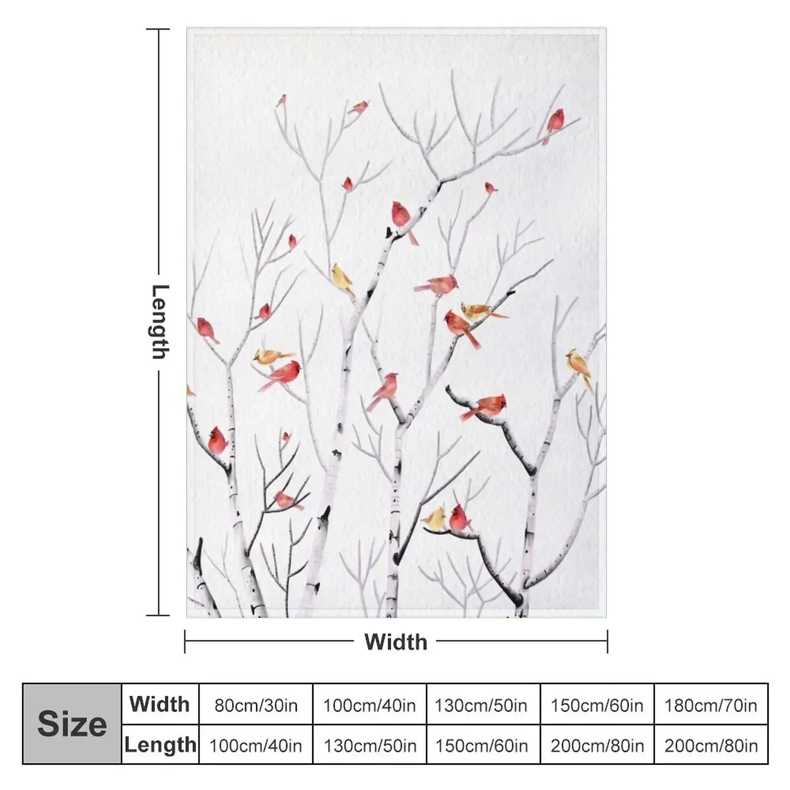 Birch Tree and Cardinal 2 Throw Blanket Decoratives Kid'S Bed covers Comforter Blankets