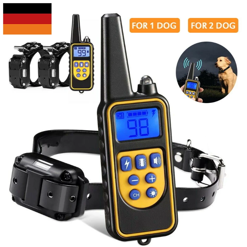 Coleira de choque para cães com coleira de treinamento remoto para cães grandes, médios e pequenos, à prova d'água, recarregável, coleira E com inteligência