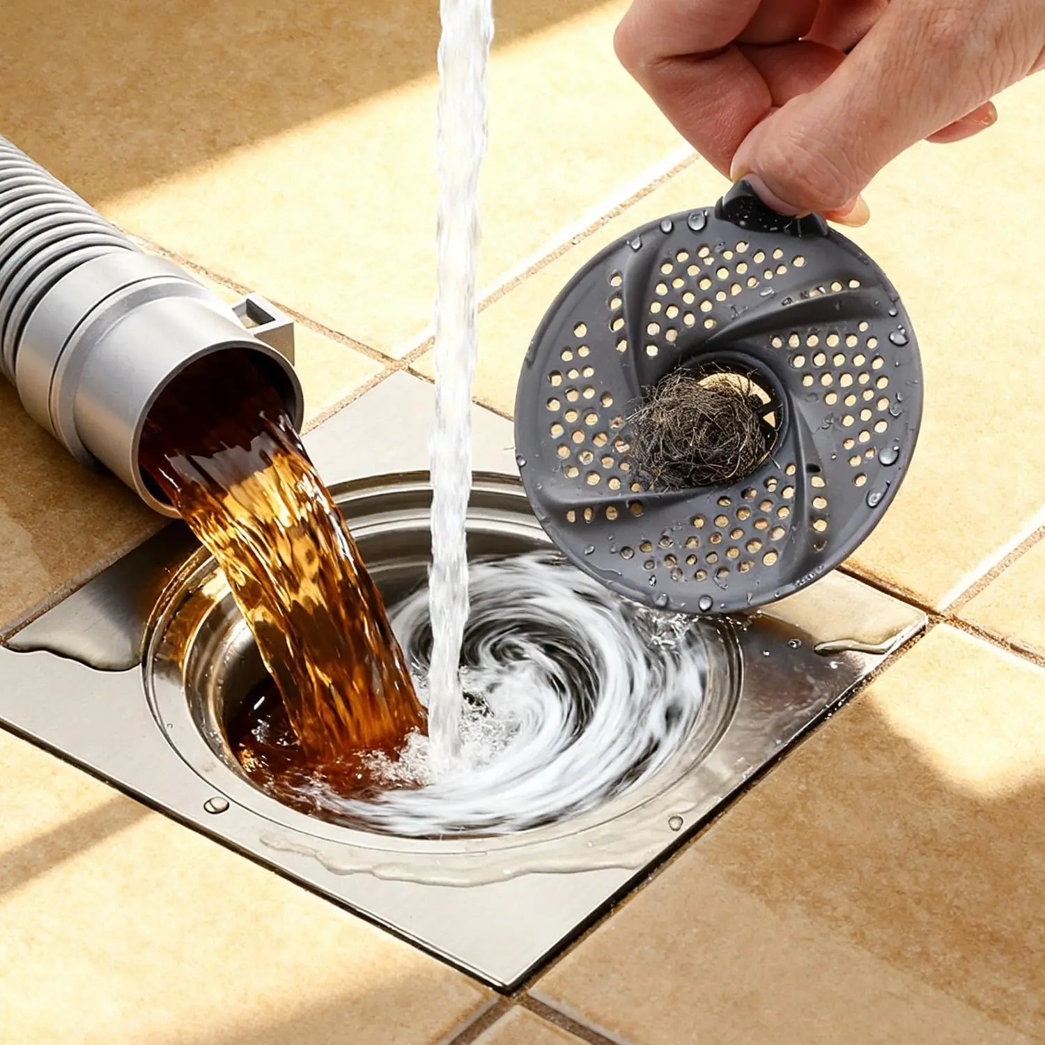 Anti-Clogging Drain Cover Rotating Mesh Sink Strainer Hair Catcher With Drain Holes Kitchen Bathroom Shower Drain Filter Cover view 5