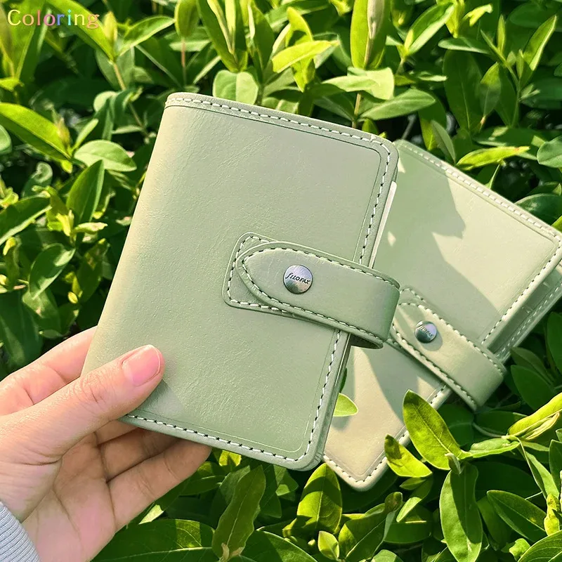 Filofax Malden Organizer Matcha Green Pelle di bufalo pieno fiore, diario calendario settimanale multilingue di lusso in cotone crema