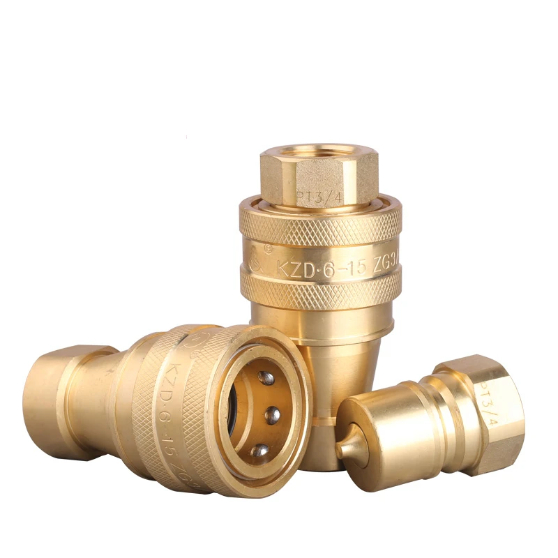 1PCs Brass Double Open and Close Hydraulic Quick Pipe Joint Vapor Liquid High Pressure Self-Sealing Mould Nozzle