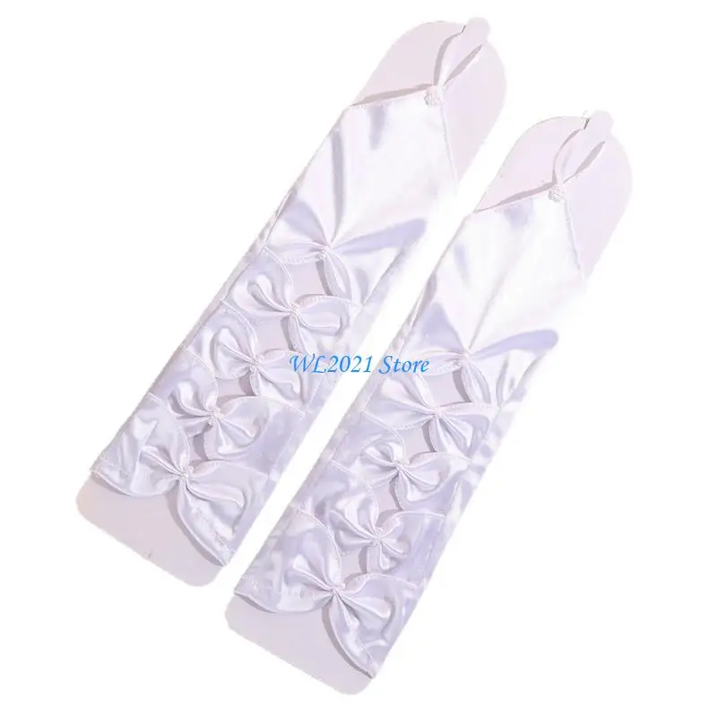 

G5GC Traditional White Bridal Gloves Stretchable Fabric Fabric Effortless Movement Perfect For Dance Celebrations