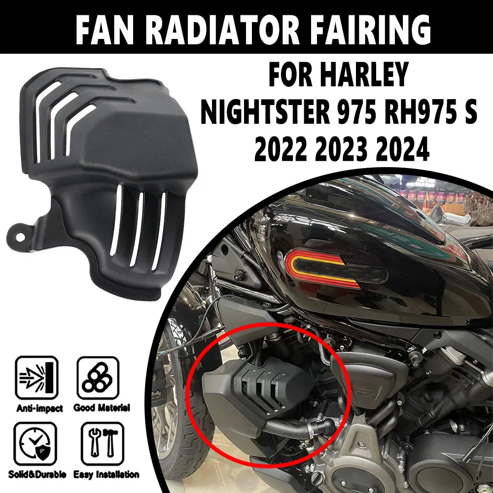 

MotorcycleNew Black Fan Radiator Cover Fairing Hot Cooling Air Deflector Spoiler Guard For Harley Nightster 975 RH975S 2022-2024