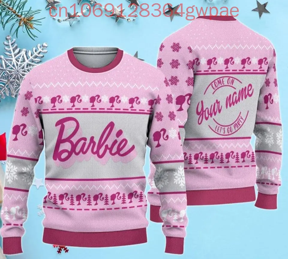 Disney Barbie Princess Christmas Sweater Men's Womens 3d Sweater Barbie Ugly Christmas Sweater Anime Xmas Gifts Sweater