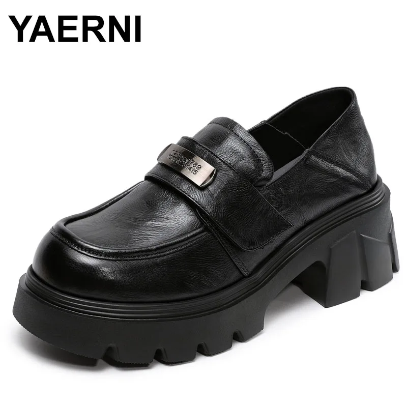 

Women's Real Leather Metal Bule Faionable round Toe High Heel Rubber Sole Comfortable Casual high heels