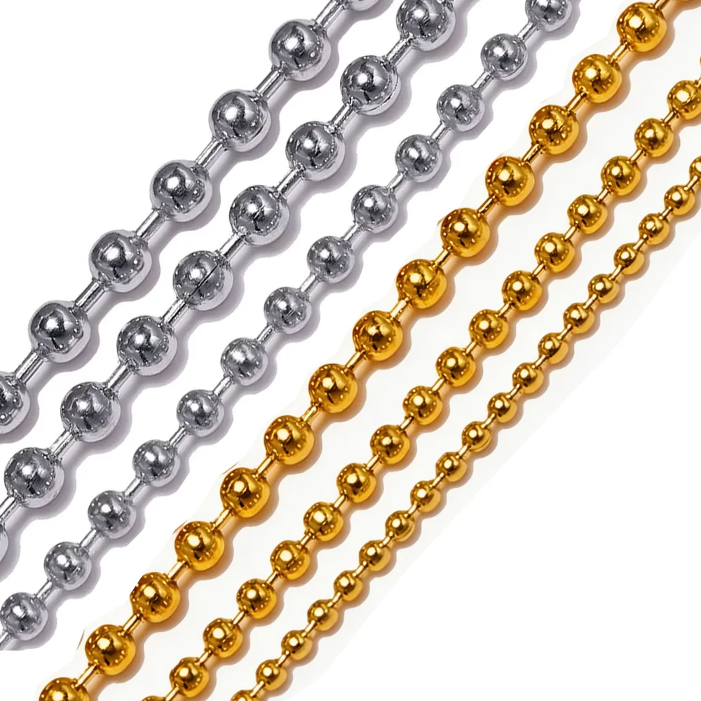 1 Meter 1.2mm-10mm Stainless Steel Ball Chain Necklace For Pendant or Dog Tags Chains with 5pcs Connectors