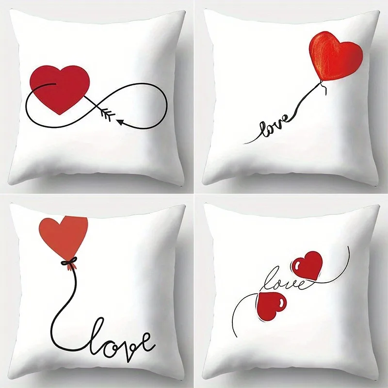 

1/4 шт. наволочки в форме сердца на День святого Валентина: дизайн в стиле любви, чехол для диванной подушки, украшение для дома и спальни
