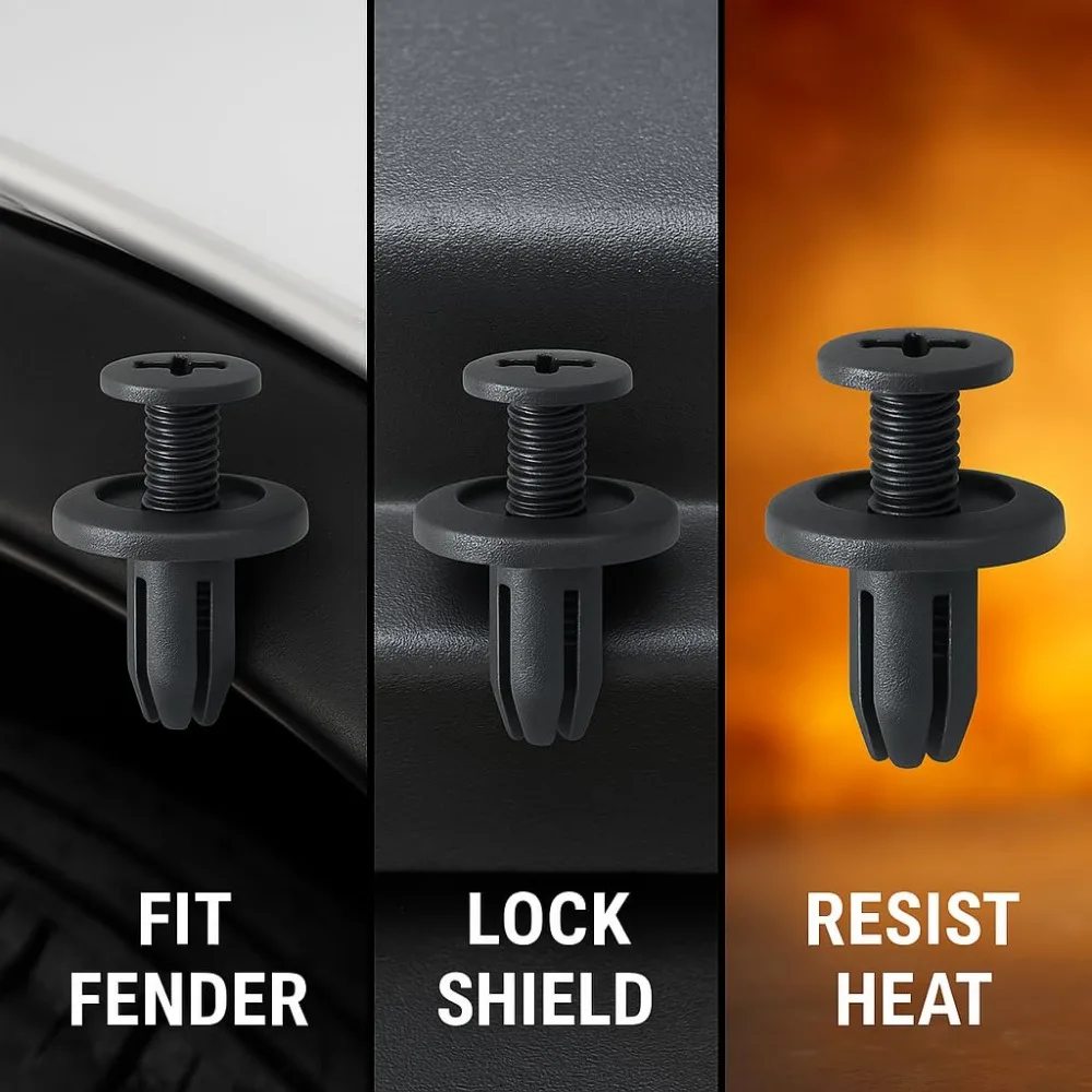 100 Pcs Car Fender Skirt Push-Type Plastic Nylon Retainer Clips Fasteners 15x12x6mm