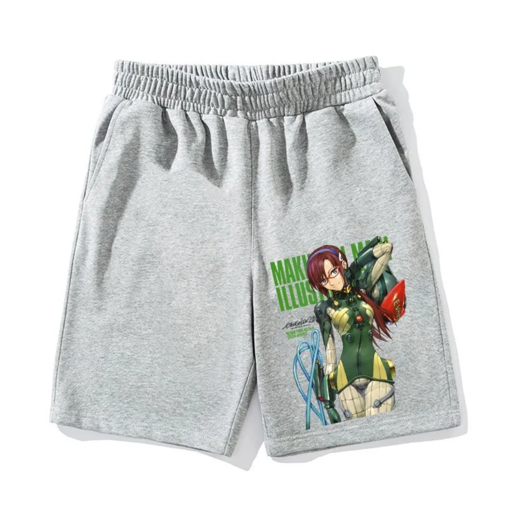 メンズ新エヴァンゲリオンアニメプリントショーツ男性女性カジュアルスポーツ速乾性フィフスパンツ綿通気性ジムショーツ