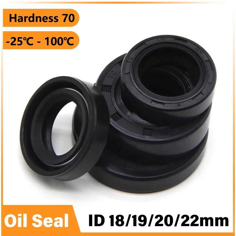 Retenes de aceite NBR TC de doble labio con esqueleto, anillos de sellado de 18/19/20/22mm de DI, 24mm - 52mm de DE, 5/6/7/8/10/12mm de espesor, para juntas de eje rotatorio