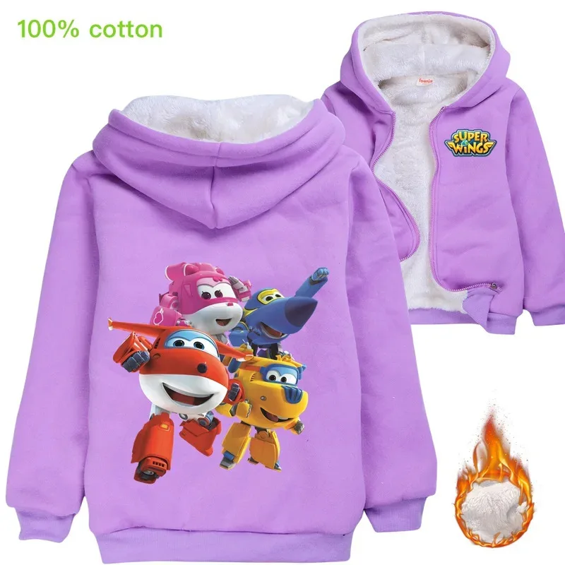 

Одежда Yiyi Super Wings Jett, толстовки с капюшоном для маленьких мальчиков, детское зимнее пальто, флисовые теплые куртки с капюшоном для маленьких девочек, детская молния W