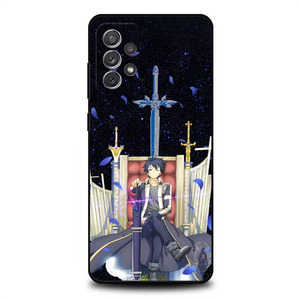 حافظة هاتف Sword Art Online SAO Kirigaya لهاتف سامسونج S 25,24,23,22,30,21,10,9,Ultra,Plus,Lite,FE,4,5G حافظة ناعمة سوداء
