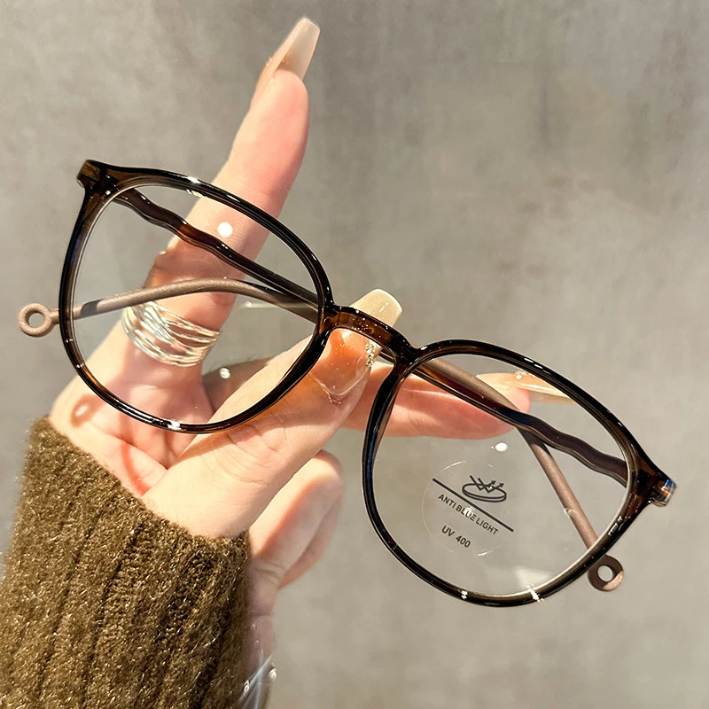 TR90 Fashionable Glasses Frame For Women Without Makeup Blue Light, Square And Round Face, Large Frame Eye Frame 9029