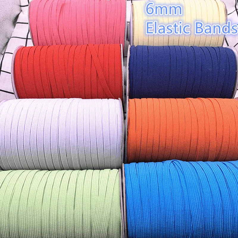 NEW 5yards 6mm Hight-Elastic Bands Spool Sewing Band Flat Elastic Cord Diy Handmade Sewing Crafts