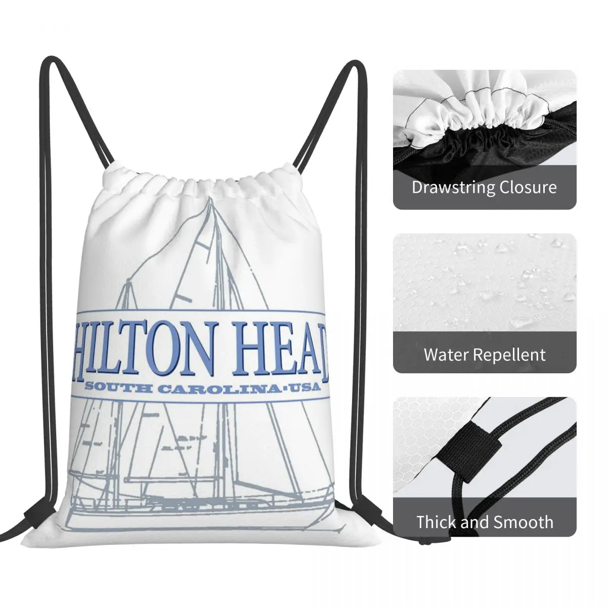 Mochilas Hilton Head Island, Sacos de cordão portáteis, Bundle Pocket Shoes Bag, Book Bags for Travel Students, Moda