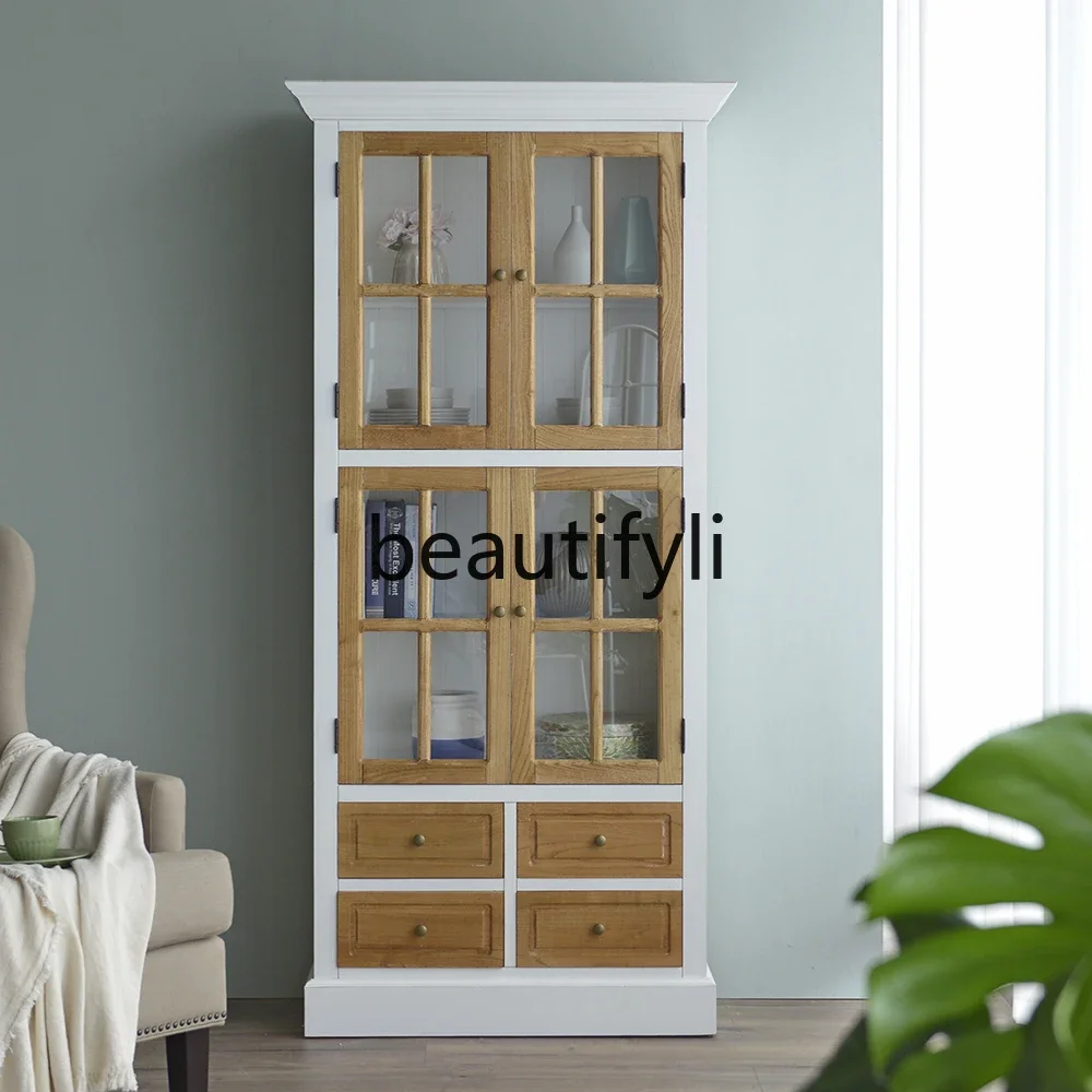 

Mix and Match di colori in legno in stile country europeo, vetrina, armadietto laterale, armadietto portaoggetti