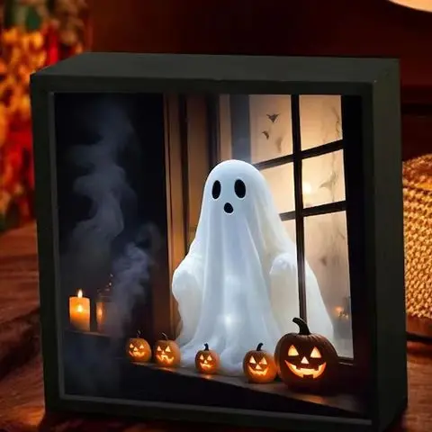 【NN71】قطعة واحدة من ألبوم صور Ghost Doll Glow - ديكور لهب الشبح، مصباح ليلي على شكل شبح مناسب للغرفة وديكور لهب الأشباح #2