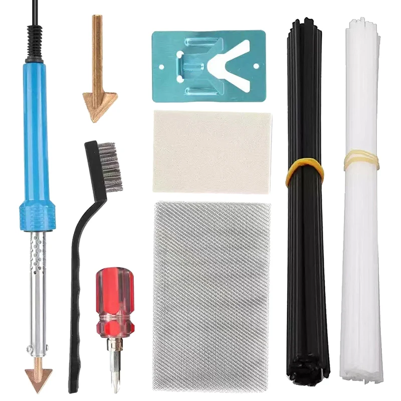 

Portable 80W Car Plastic Welding Hot Iron Stand And Wire Brush Repair Kit Auto Bumper Dashboard Kayak Canoe Repairs