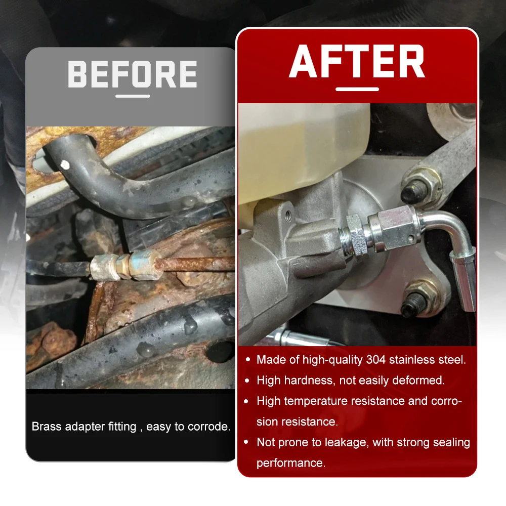 AN3 Male 3/8x24 UNF to M10x1.25 / M10x1.5 / M10x1.0 Male Bubble Flare Stainless Steel Brake Fittings Adapter