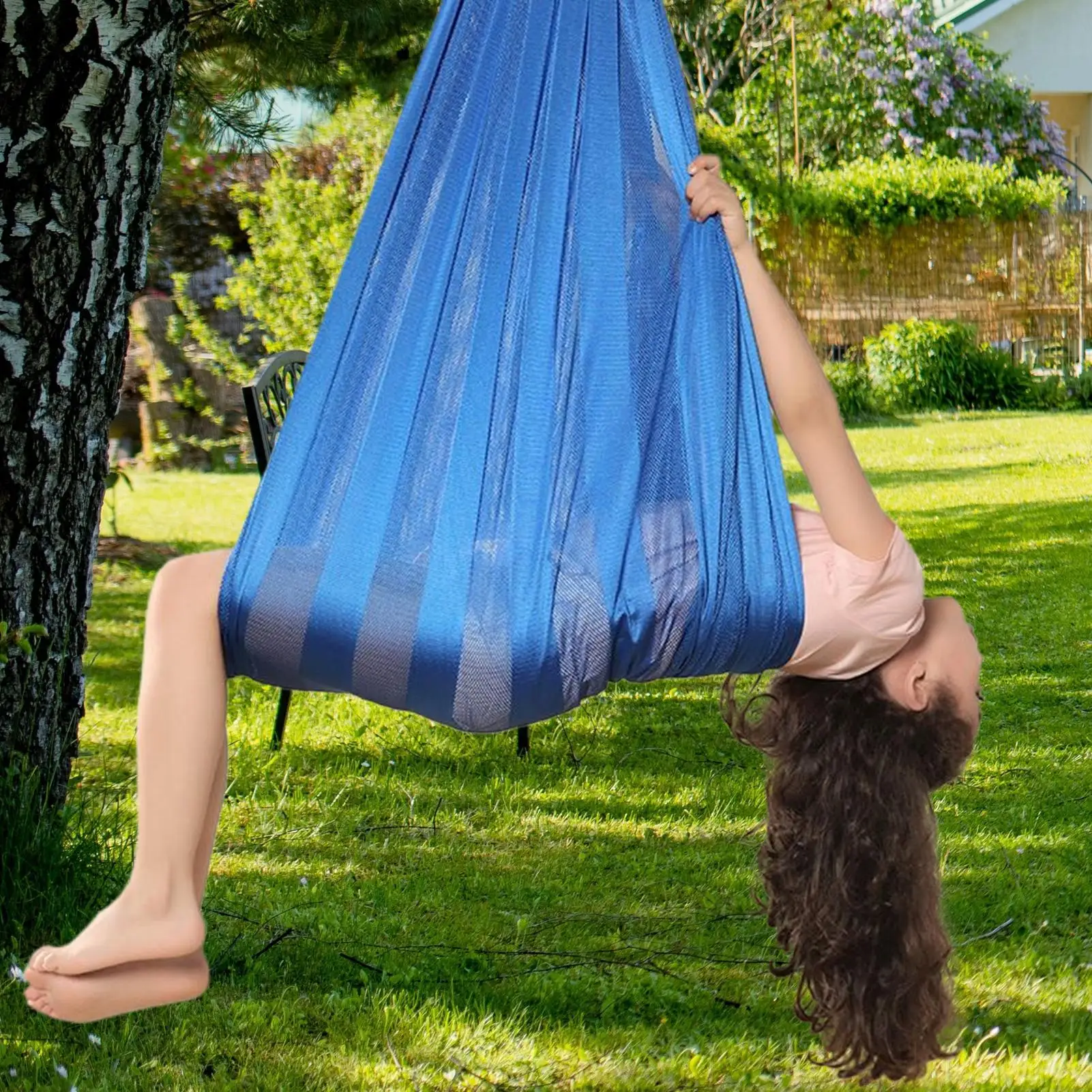 

Сенсорный гамак, мягкие эластичные сенсорные качели для дома и улицы, сверхмощные детские потолочные поворотные вешалки, комплект для кемпинга, домика на дереве