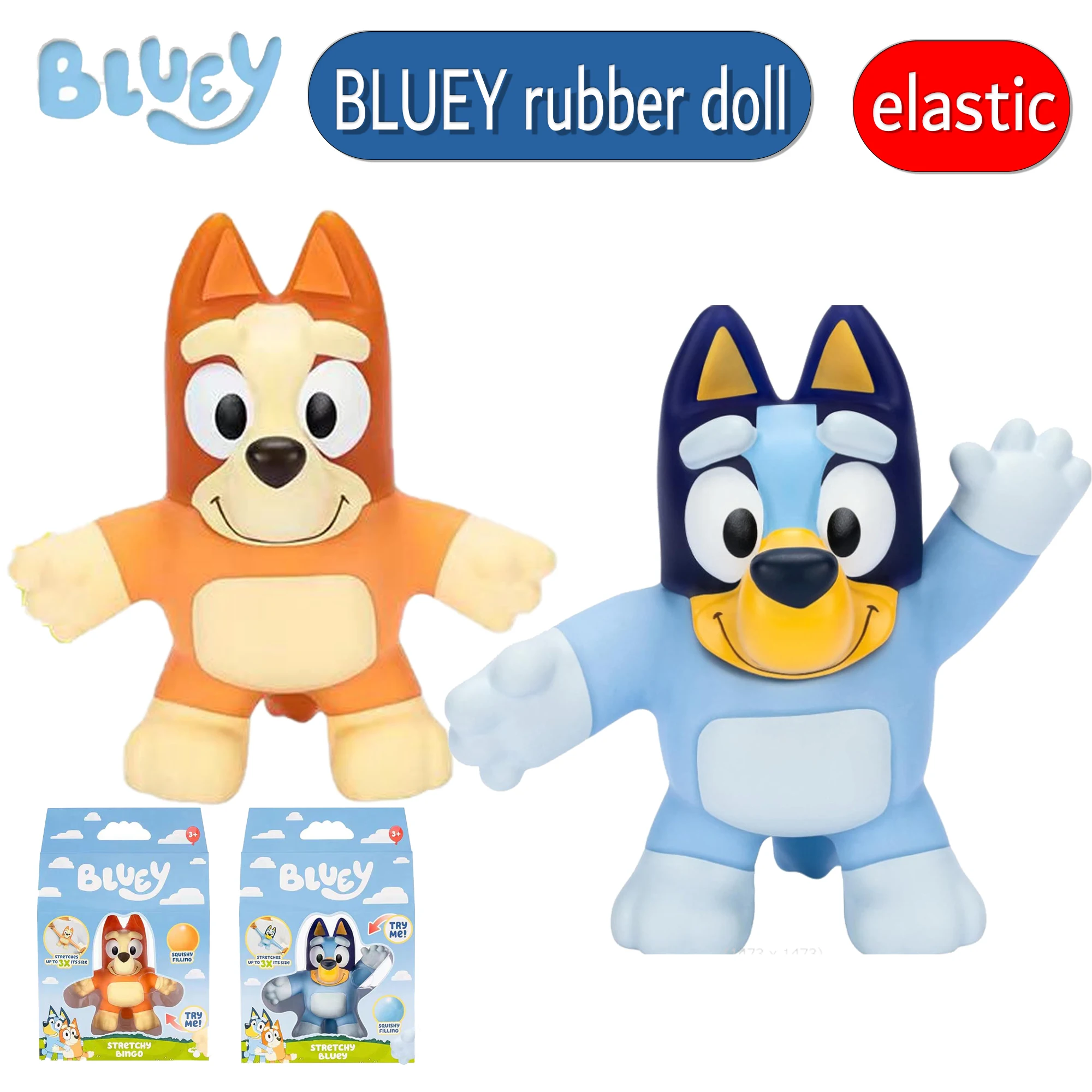 2Pcs/Set Bluey and Bingo Anime Figurines Toy Figures Movable Joints Action Figure Model Children Gift Rubber stress relief toy