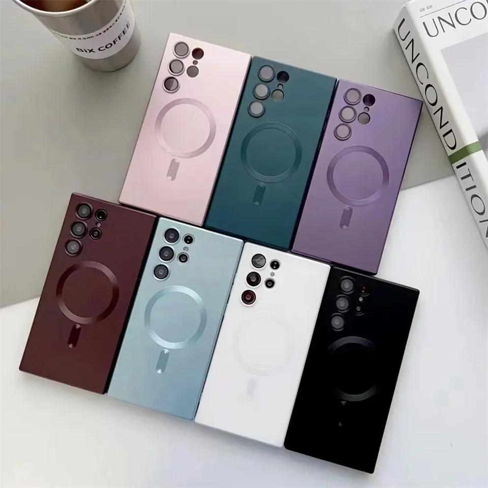 Funda Magnética Mate de Lujo para Samsung S25 S24 S23 S22 Ultra S21 S20 Plus, Compatible con Note 20 Ultra, Magsafe 6
