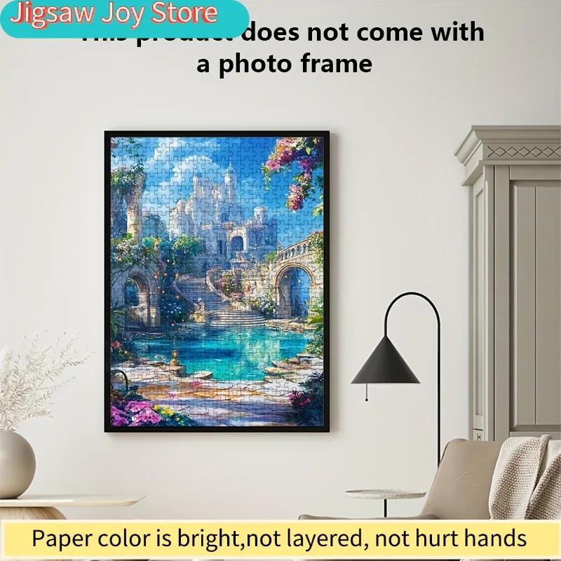 1000 Mini Puzzles Featuring a Castle Staircase And River Design - Scratch-Resistant And, Designed for Advanced Skill Levels, S