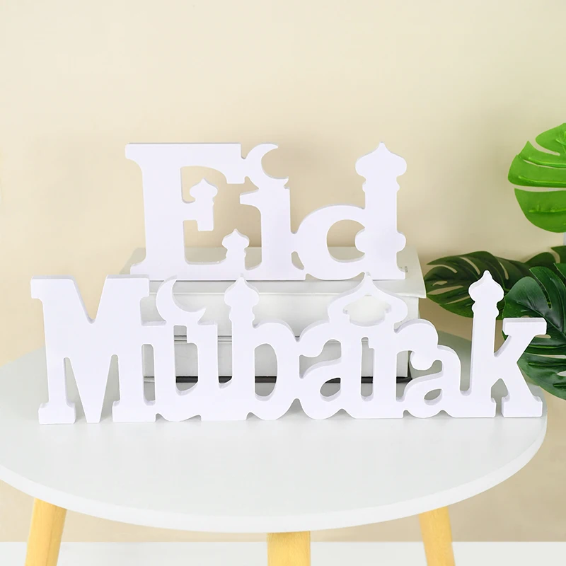 

Wooden EID Mubarak Decoration Ramadan Mubarak Wood Table Ornaments Diy Carft Islamic Mubarak Kareem Eid Al-Fitr Party Supplies