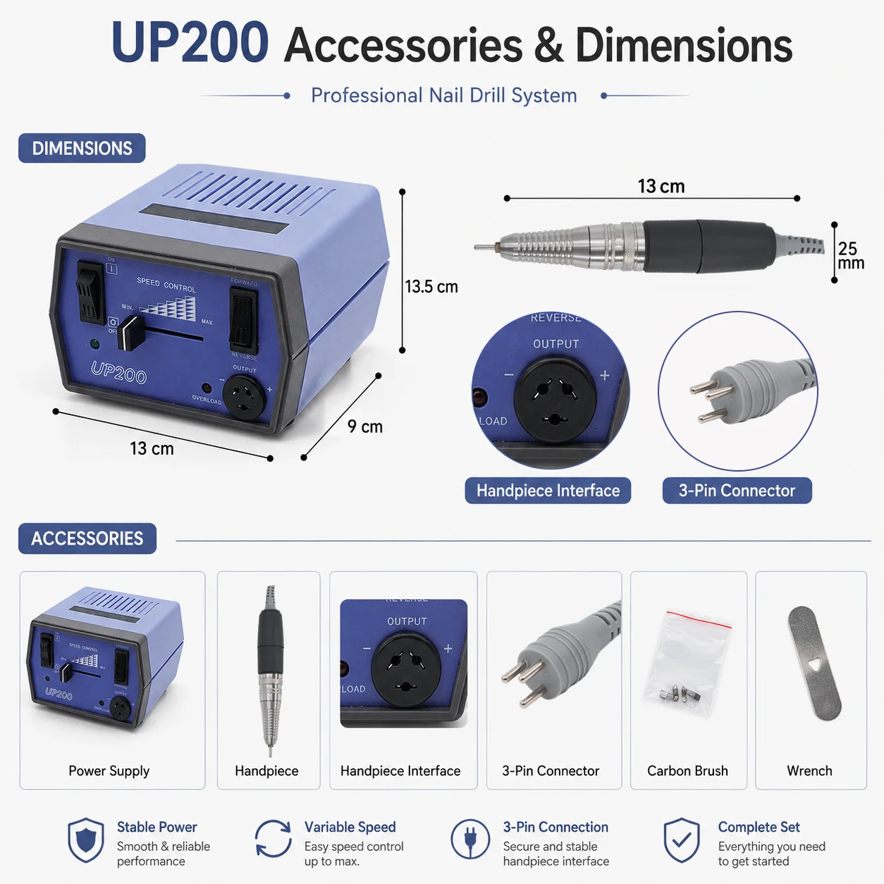 UP200 Portable Electric Nail Drill Manicure Pedicure Machine Beauty Salon Nail Art Equipment view 4