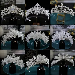 Luxury Silver Color Crystal Crowns Rhinestone Bride tiara Fashion Queen Wedding Crown Headpiece Wedding Hair Jewelry Accessories