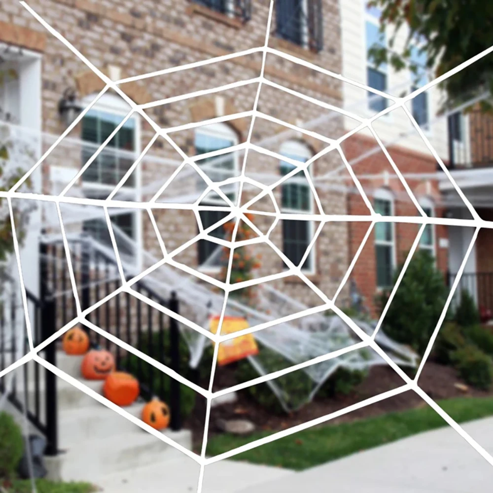 1.5/2.5m Giant Spider Webs Halloween Decorations,White Black Spider Web for House,Large Horror Stretchy Cobweb for Outdoors