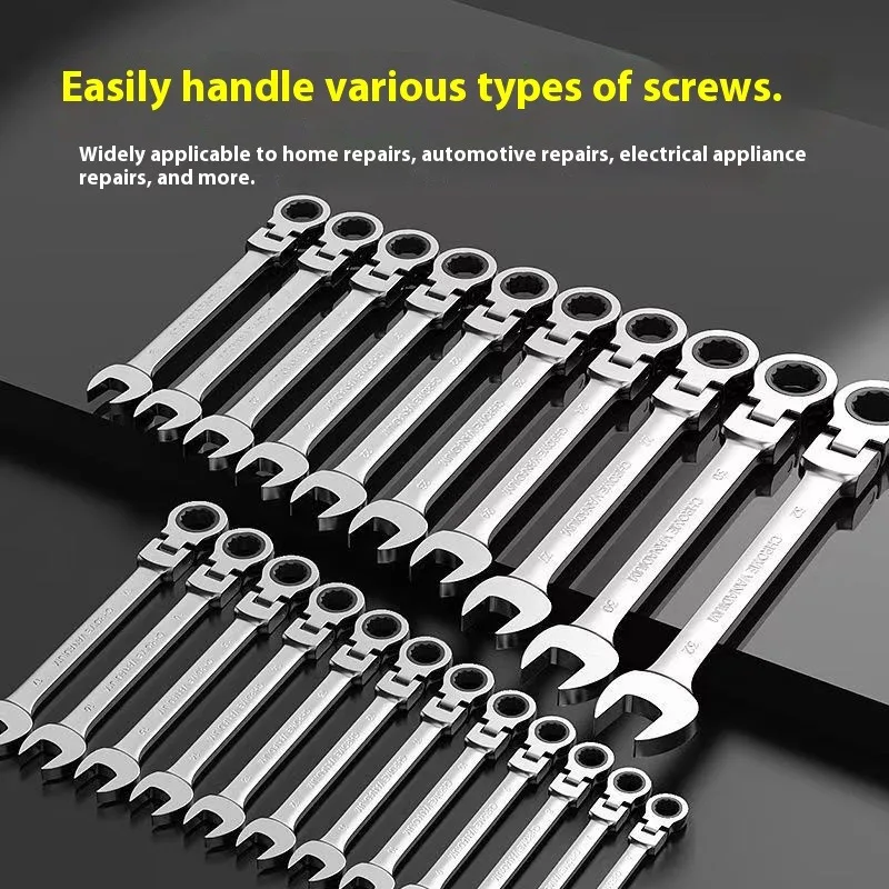6-32mm72-tooth combined ratchet wrench - plum open end wrench, 180° rotation, , professional maintenance tool.