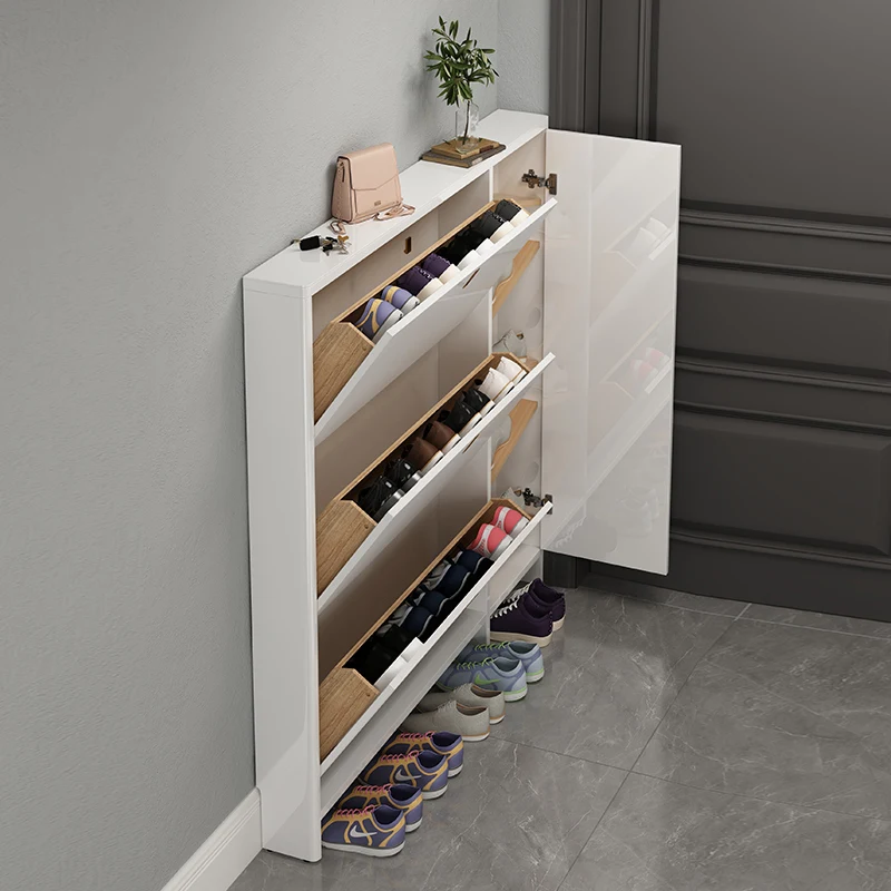 Nordic Modern Ultra-thin Shoe Cabinet Extremely Narrow Household Flip Bucket Porch Cabinet Auvents Zapateros Home Furniture KMSC