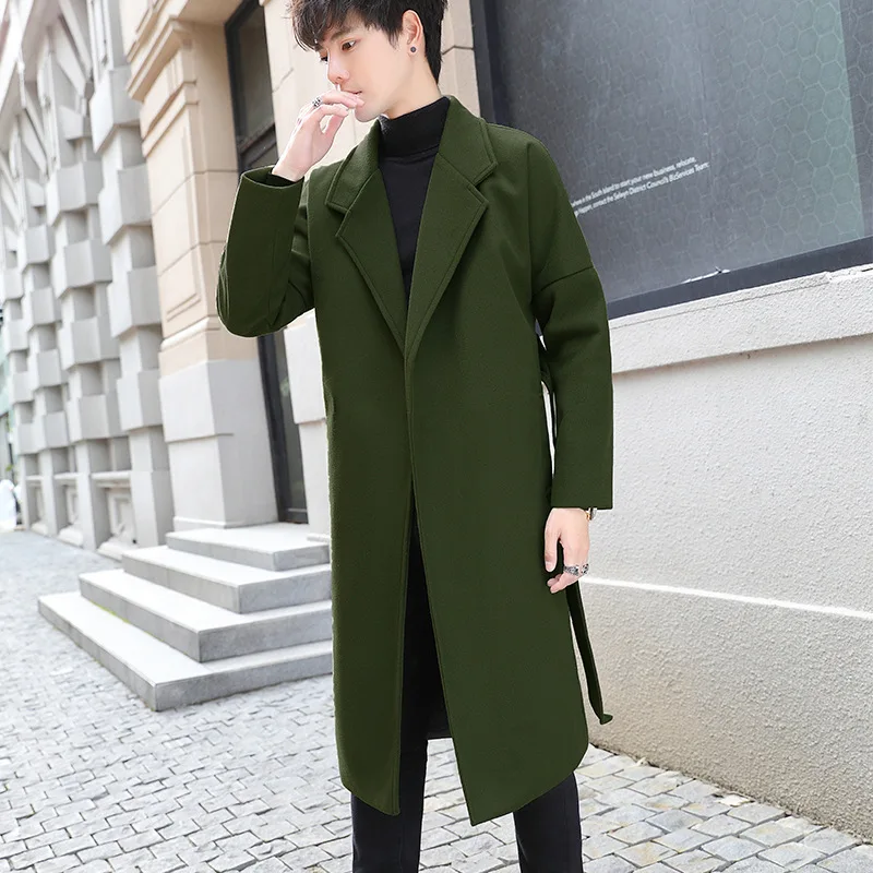 2023 New Autumn and Winter Men's Mid Length Knee Length Trendy Trench Coat