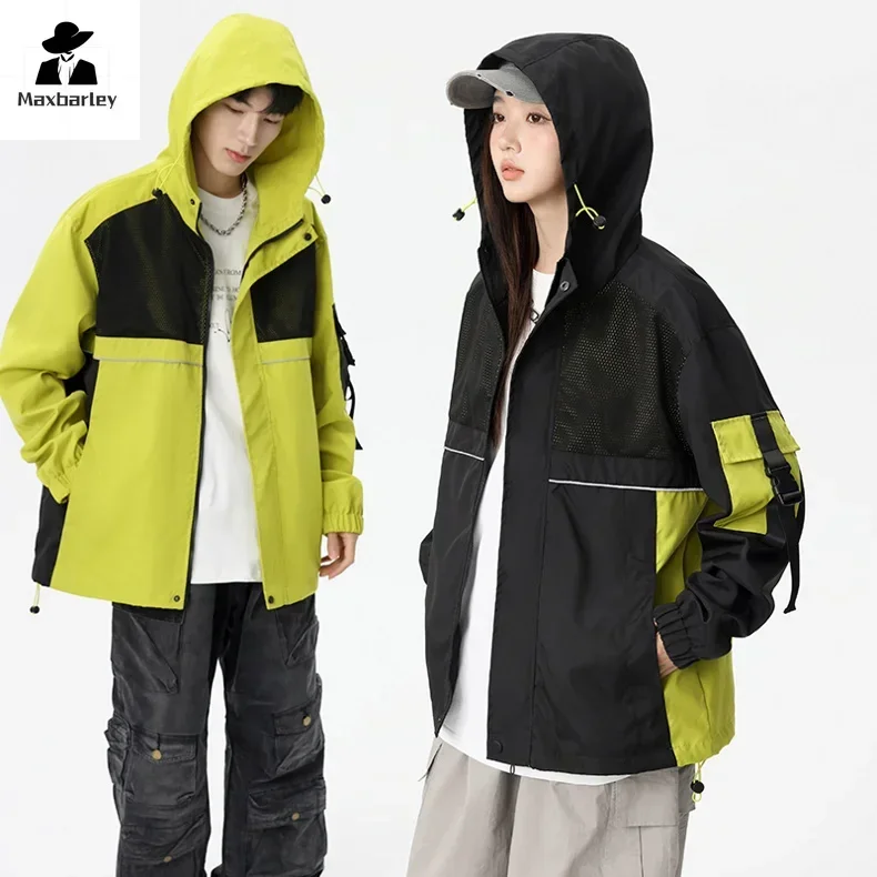 2024 New Multifunctional Jacket Men's Autumn Outdoor Casual Mesh Breathable Multi-Pocket Windbreaker Women's Fashion Hooded Coat