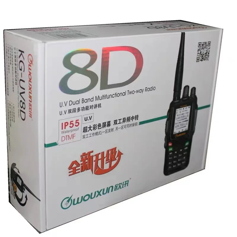 WOUXUN KG-UV8D Dual Band, Radio dua arah dengan baterai 1700mAh penerima FM UVD8P Walkie Talkie UHF VHF HAM Radio