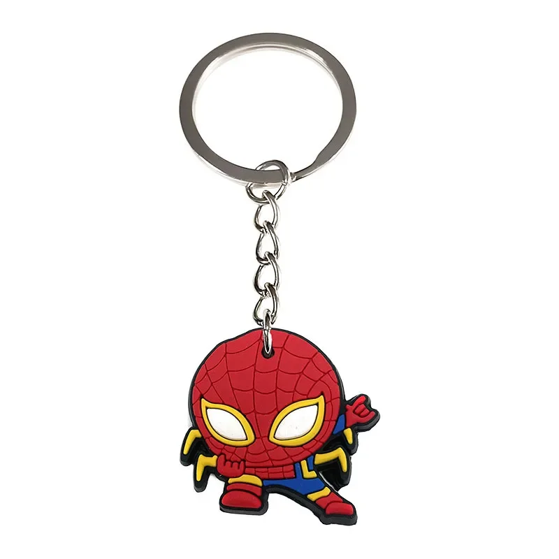 New SpiderMan Keychain Silicone Funny Keyring Bag Pendant Couple Car Keyholder Creative Bag Charm Accessories Gift