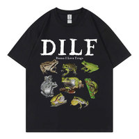 Dilf Damn I Love Frogs Graphic T Shirts Men's Women's Fashion Short Sleeve T-shirt Vintage Oversized Street Clothing T-shirts