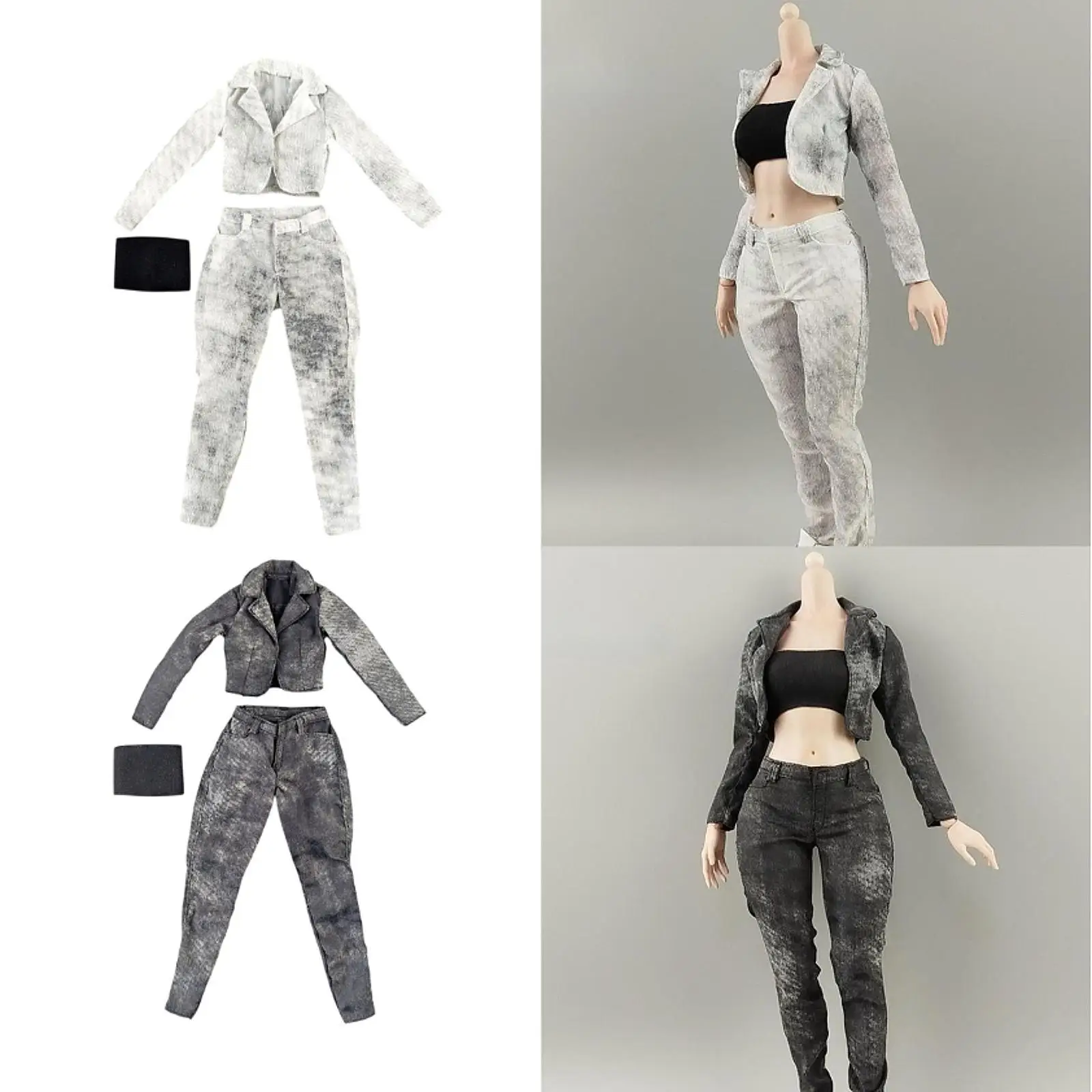 Ensemble veste courte, pantalon de travail et haut tubulaire 1:6, vêtements de modèle de poupée, confortables, légers et décontractés pour ensemble de costumes miniatures de figurines