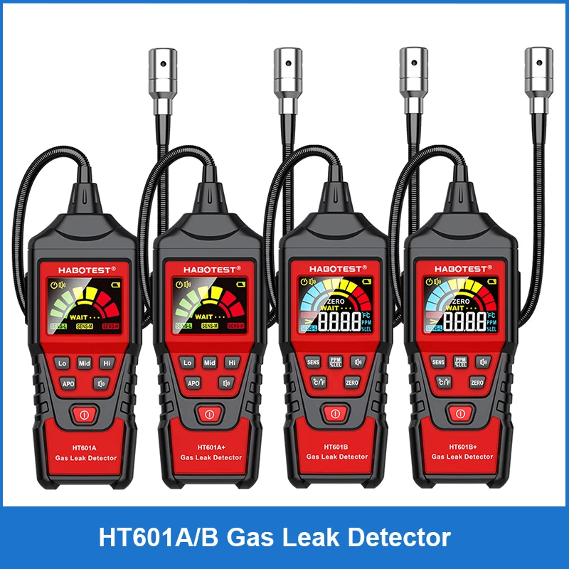 HT601 Gas Leak Detector Analyzer 0-1000PPM Combustible Gas Detector with Sound & Screen Alarm Household Natural Gas Leak Tester