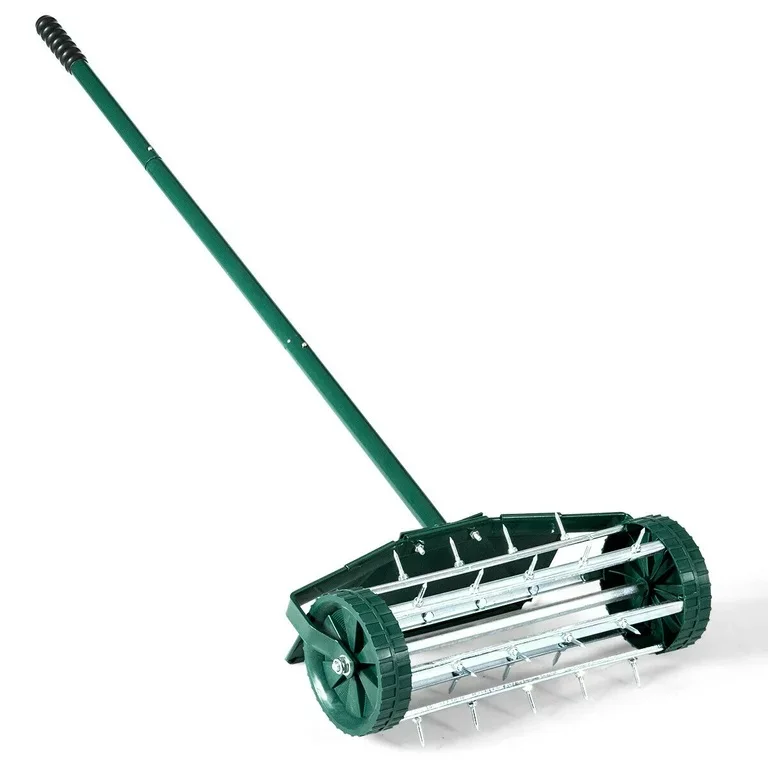 

Garden Lawn Premium Rolling Lawn Aerator 18 Inch Roller Rolling Lawn Aerator Rotary Push Tine Spike Soil Aeration W Fender