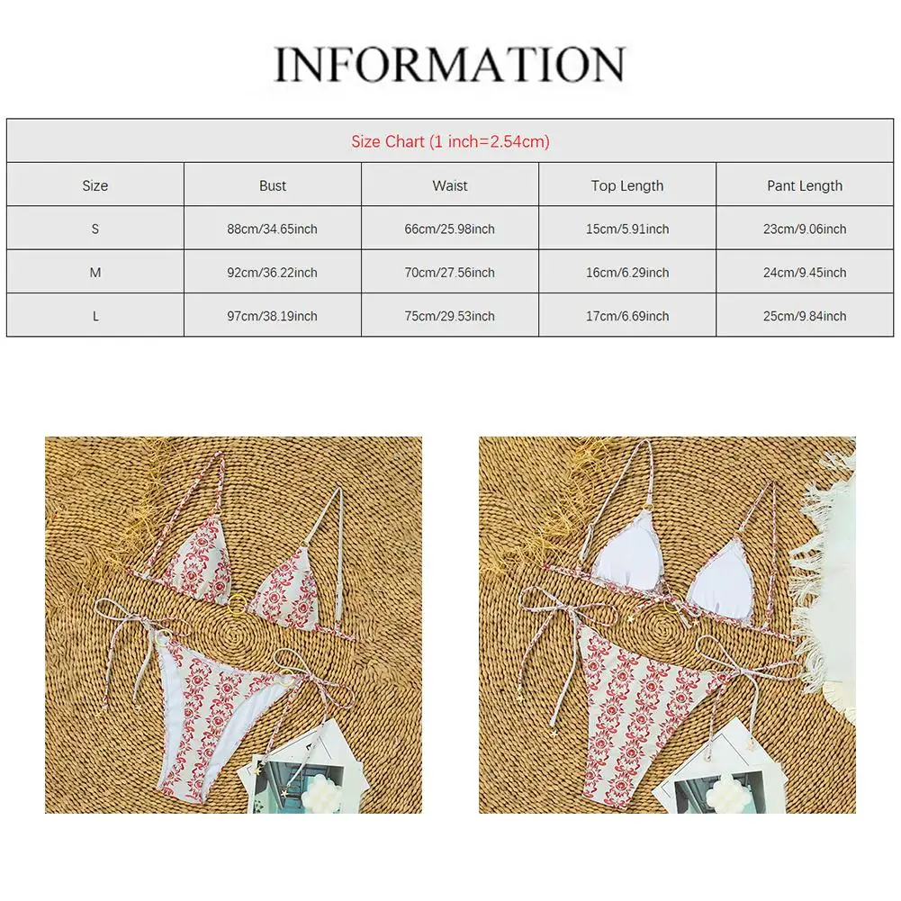 Moderate Elasticity Bikini Ladies Bikini Printed Swimsuit Printed Beach Bikini Set Split Swimsuit For Vacation