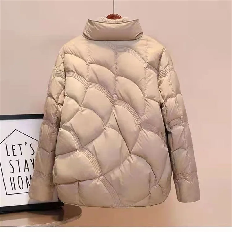 2024Autumn Winter New Fashion Temperament Women\'s Light Down Jacket Short Standing Collar Simple Fashion Casual Warm Tide Jacket