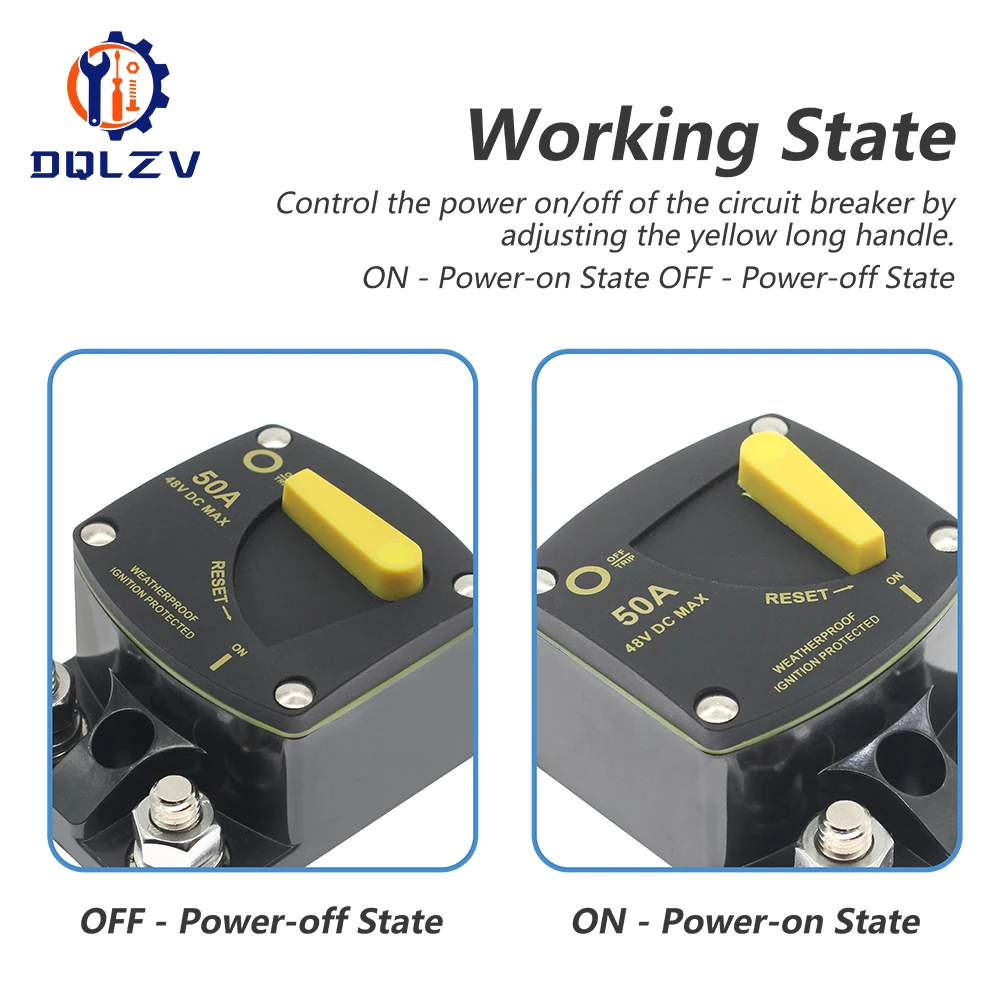 NEW 50A 60A 80A 100A 150A 200A 250A 300A AMP Circuit Breaker Fuse Reset 12-48V DC Car Audio Amplifier Breaker Waterproof