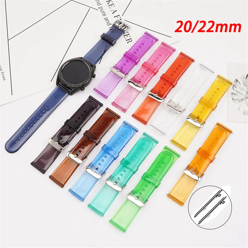 Glitter Strap Quick Release 20mm 22mm Universal Wrist Band For Samsung Galaxy Watch 3 4 S3 Watchband Transparent Soft TPU Belt