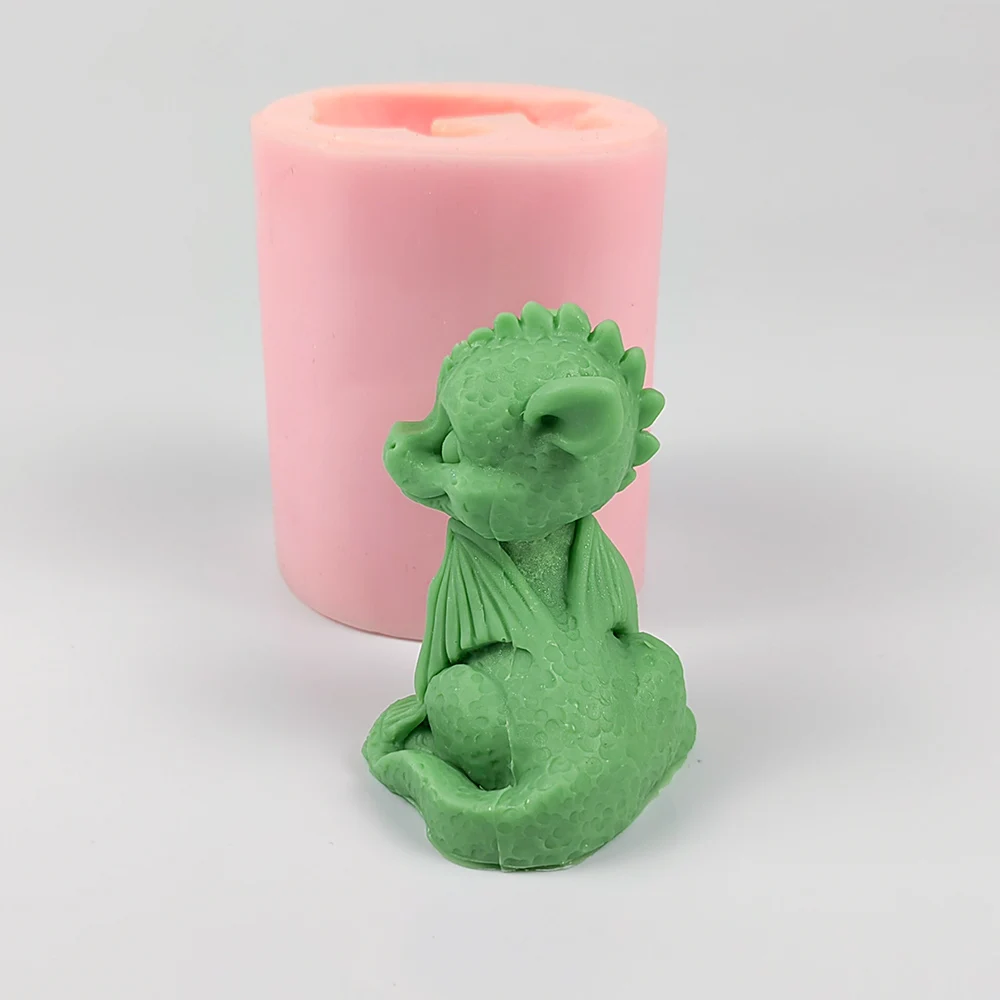 Silicone Sitting Candle Mold, 3D, Small Dinosaur with Wings, Soap Molds, Wedding, Birthday, Valentine's Day, DW0422