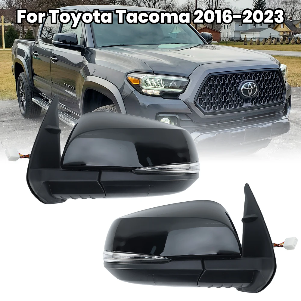 8 Wire Rearview Mirror Assembly For Toyota Tacoma 2016 2017 2018 2019-2023 Black With Blind Spot Rearview Mirror Car Accessories