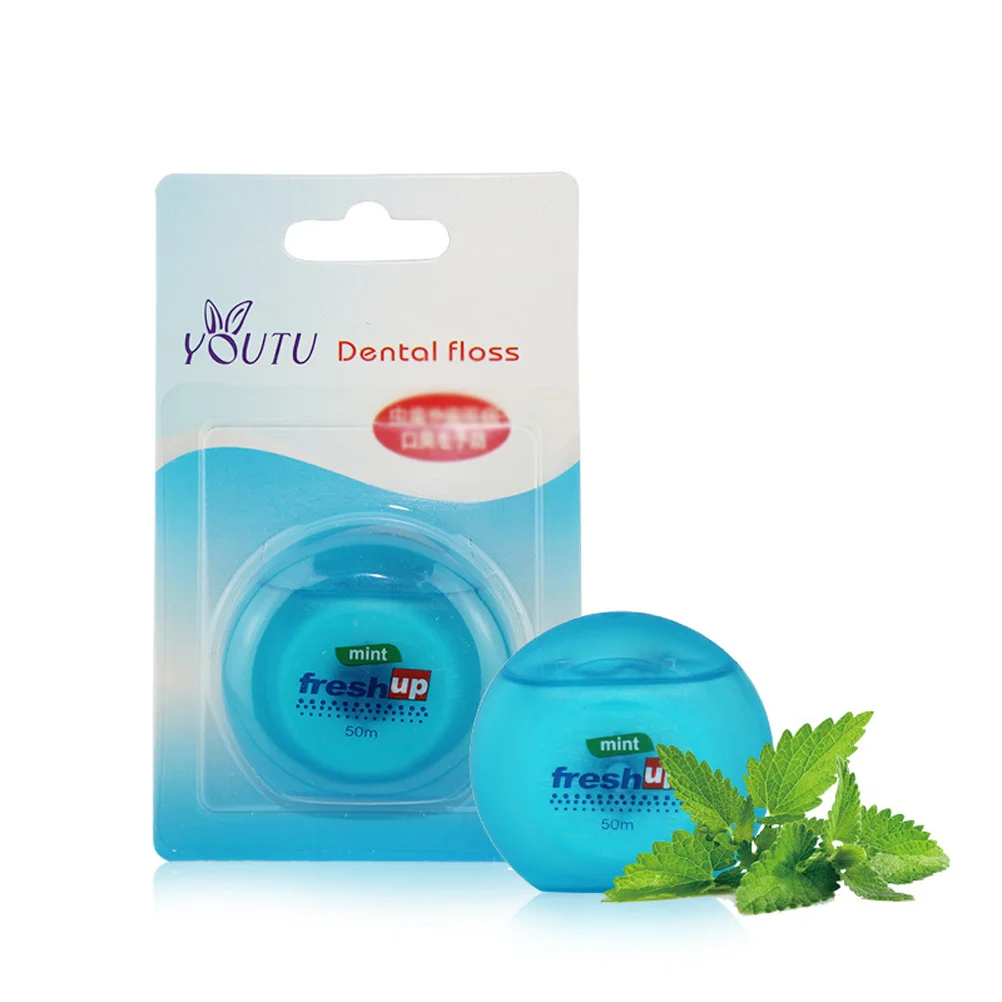 1Pc 50M Tandzijde Ultra Dunne Platte Interdentale Reiniger Micro Wax Mint Tandheelkundige Flosser Willekeurige Stijl