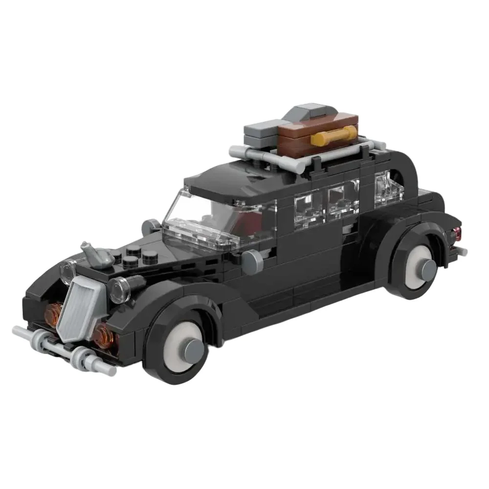 MOC Die Addams Family Auto-Bausteine Klassischer Film Wednesday Vintage Schwarze Limousine Bausteine Spielzeug Geschenk für Erwachsene